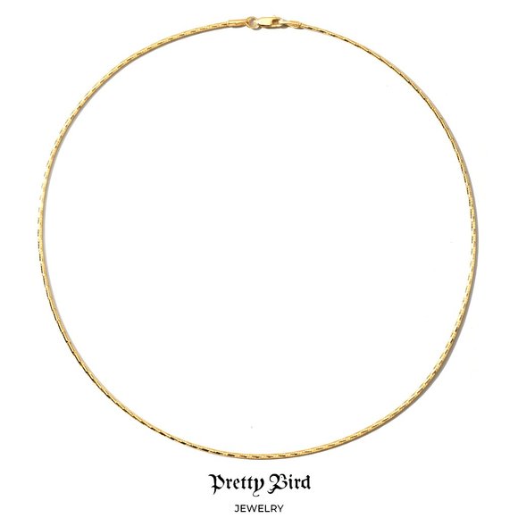 18K Yellow Gold Diamond Cut Wire Choker - 16" - Picture 1 of 2